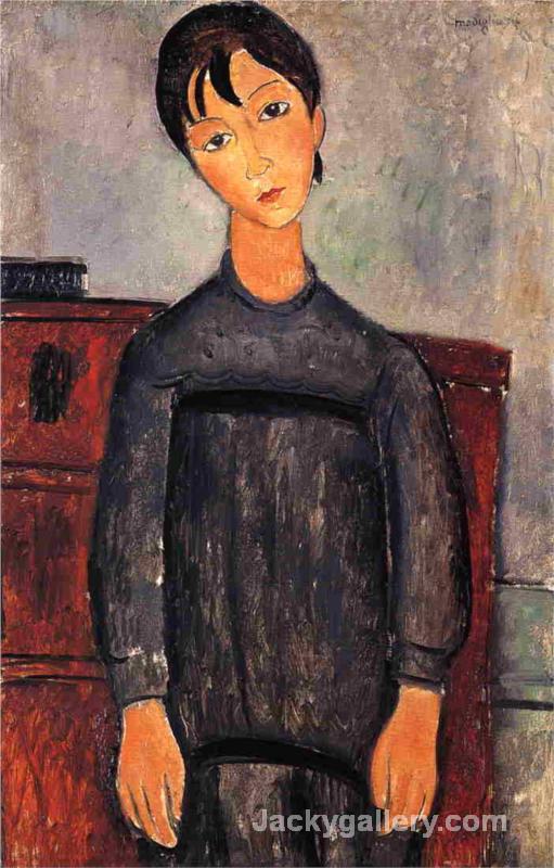 Little Girl in Black Apron by Amedeo Modigliani paintings reproduction